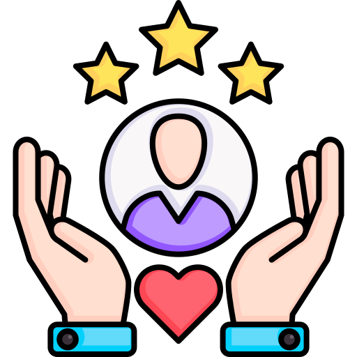 Hands with silhouette, hearts and stars icon