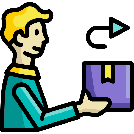 Person returning item to shop icon